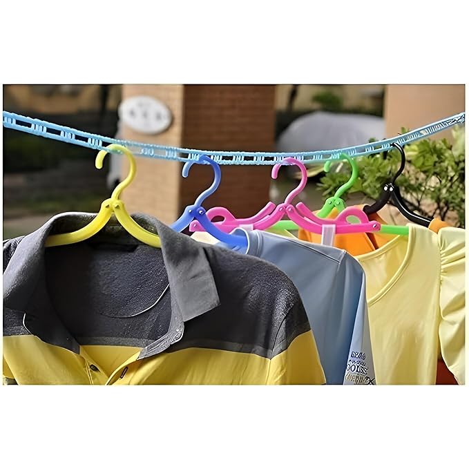 Homeguru Cloth Line Windproof Anti-Slip Clothes Drying Nylon Rope with Hooks