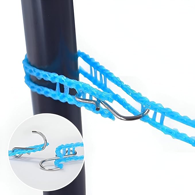 Homeguru Cloth Line Windproof Anti-Slip Clothes Drying Nylon Rope with Hooks