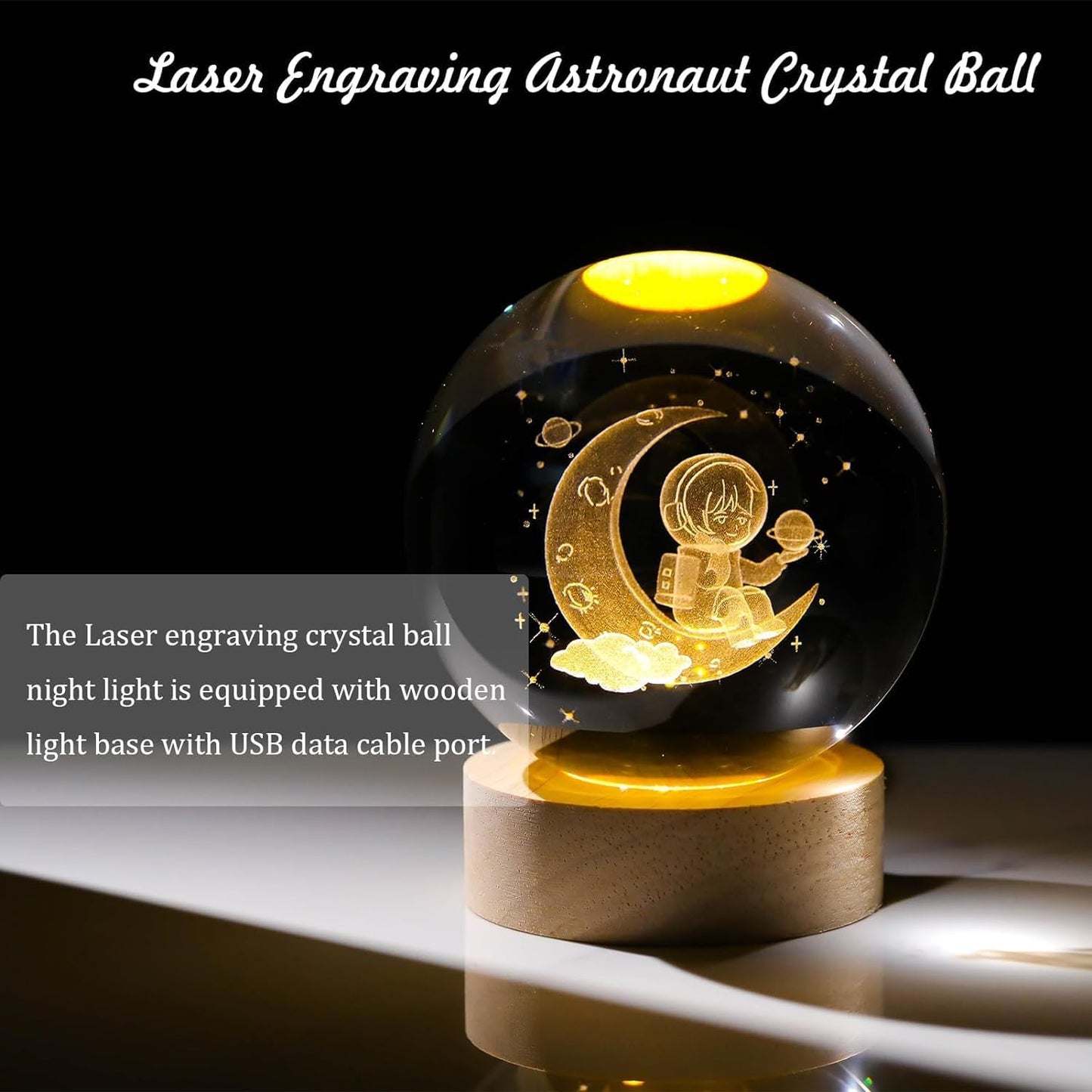 3D Astronut Crystal Ball Night Lamp
