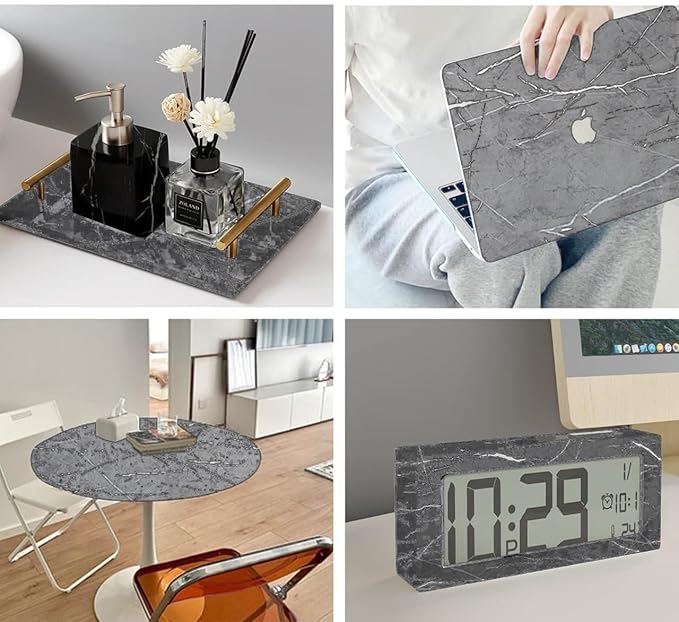 Wall Stickers DIY & Vinyl Marble Peel and Stick Waterproof Wallpaper (Gray)