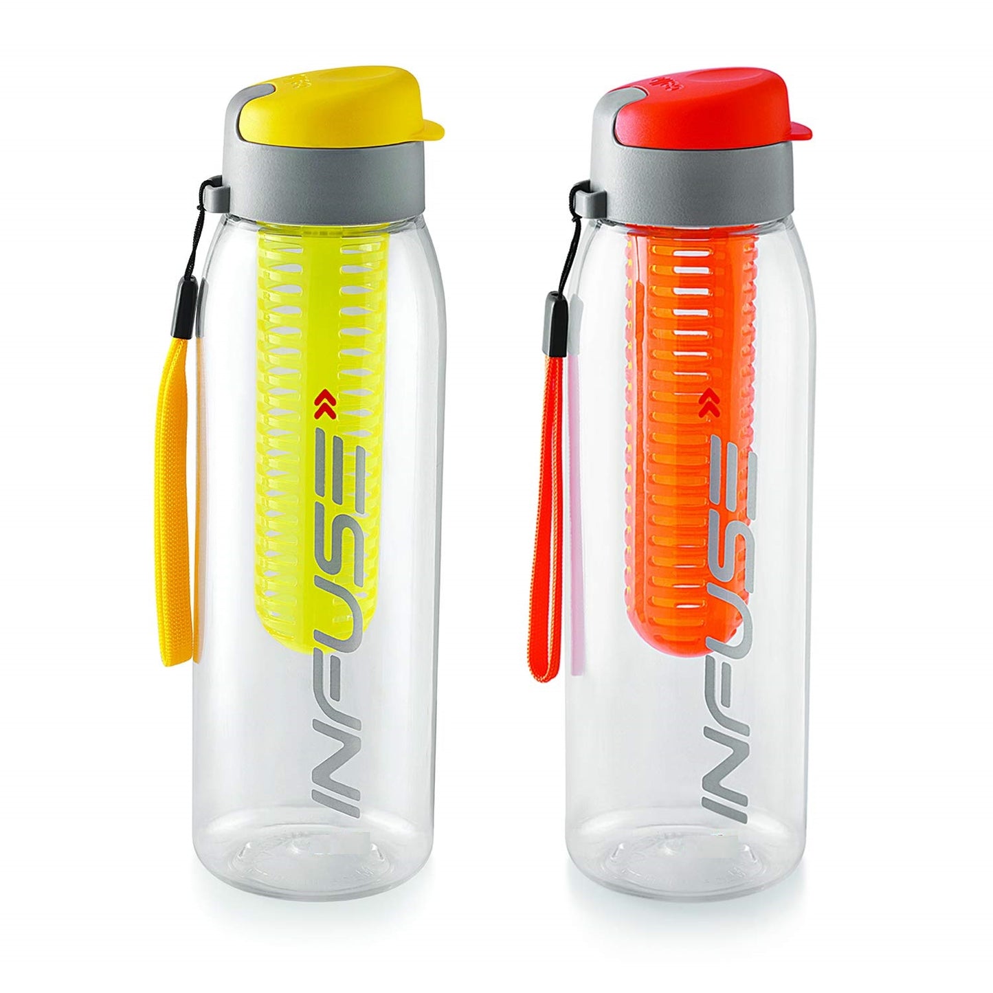 Infuse Plastic Water Bottle, 800 ml, Yellow/Orange,| Bottle with Infuser Chamber | Leakproof Plastic Bottle with Wide Mouth Opening | Ideal for Gym, Office, Travel