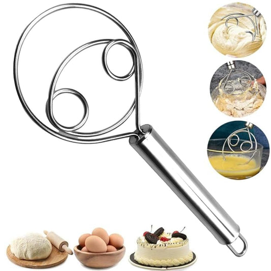 Multifunctional Effortless Stainless Steel Dough Mixer with Hanging Hole Durable Time-Saving Mixing Stick Baking Tools Egg Beater for Home Kitchen Baking Accessories