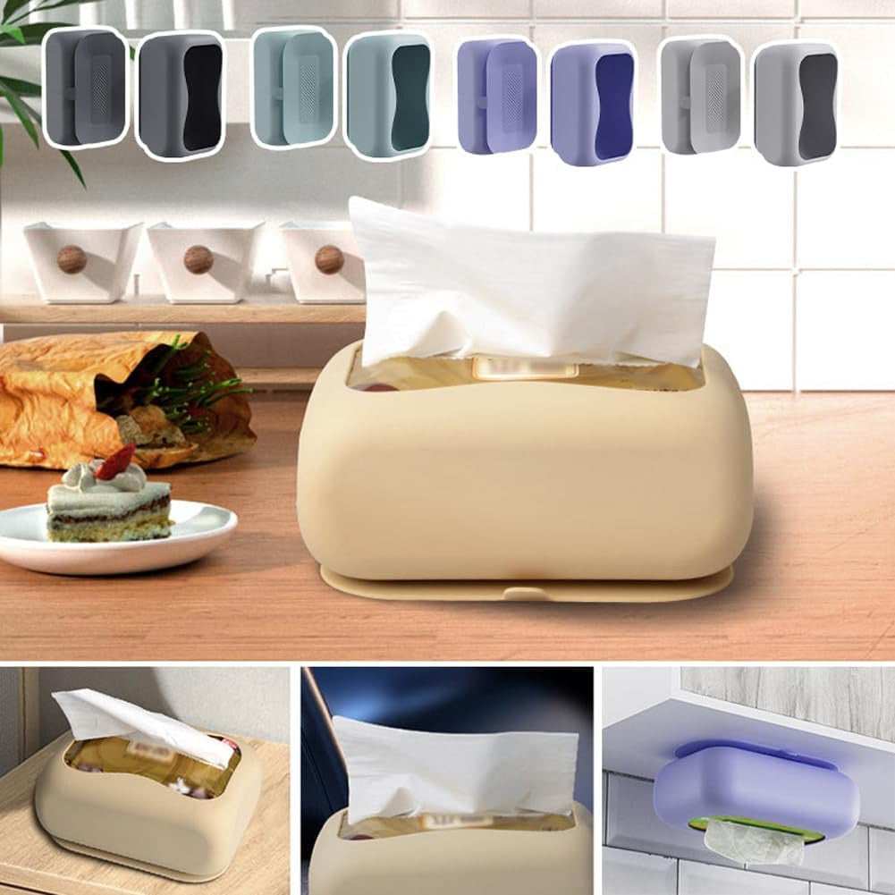 Silicone Suction Cup Tissue Box, Wet Wipes Portable Tissue Holder