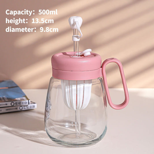 Glass Thumbler With Lid And Straw