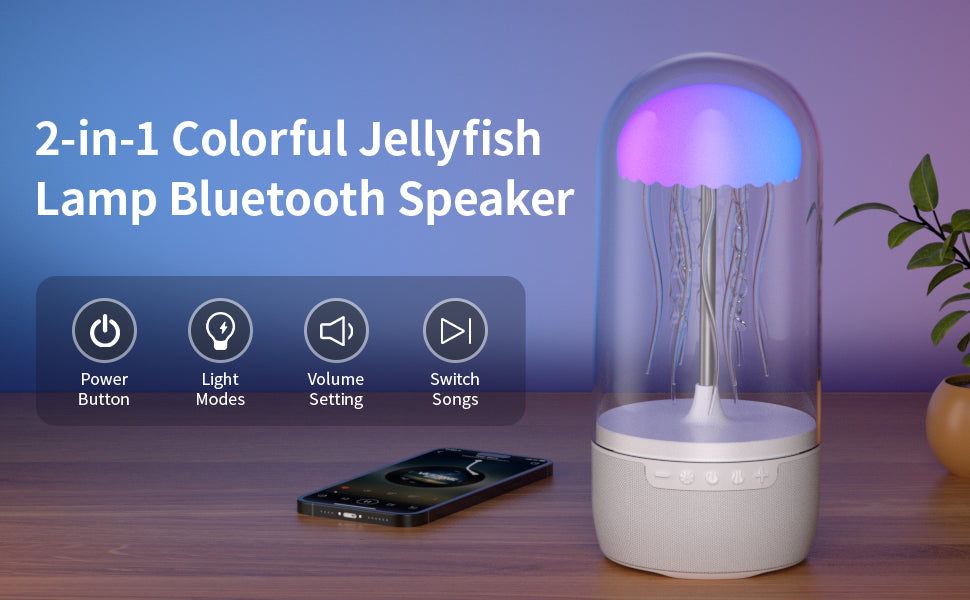 Jellyfish Speaker Lamp,8 Colors Changing Lamp Bluetooth & Speaker