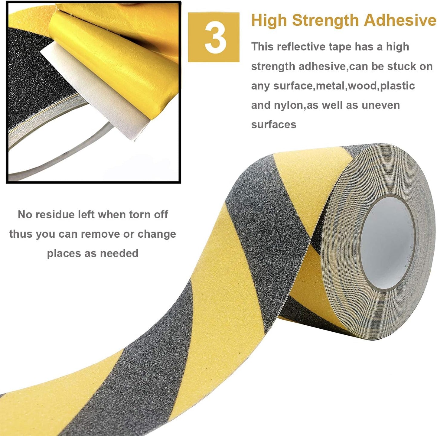 Anti Slip Safety Floor Tape, Heavy Duty Waterproof Grip Tape for Outdoor Stairs Steps Skateboards, Non Slip Tape Caution Black and Yellow 2 Inch