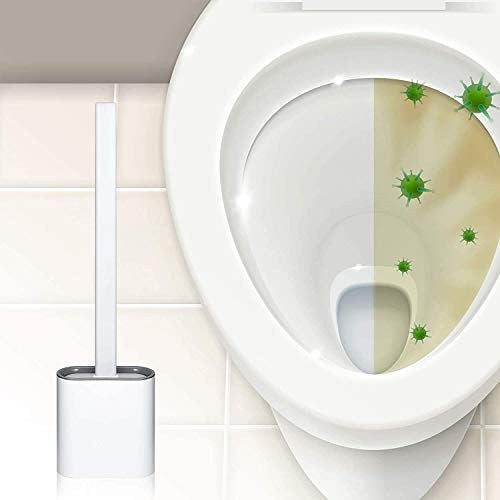 Silicone Toilet Brush with Holder Set - Brush for Deep Cleaning