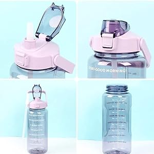 2 Lit Water Bottle with Straw MOTIVATION