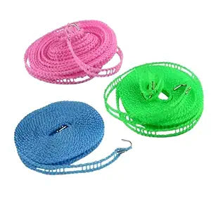 Homeguru Cloth Line Windproof Anti-Slip Clothes Drying Nylon Rope with Hooks