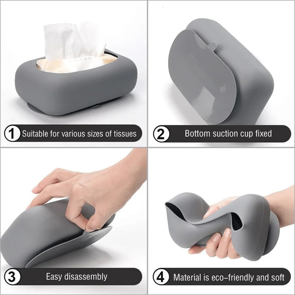 Silicone Suction Cup Tissue Box, Wet Wipes Portable Tissue Holder