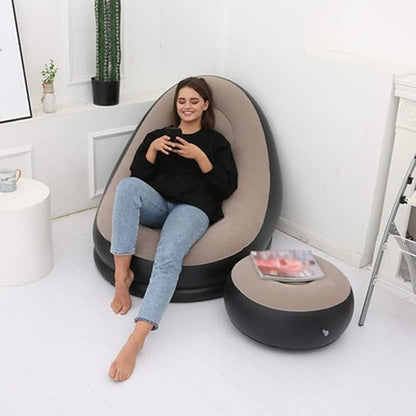 2-in-1 Lounge Chair Set Portable Recliner with Air Pump