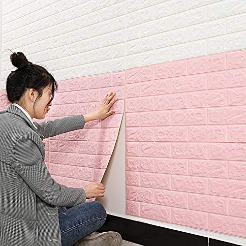 3D Pink Brick Texture Wallpaper (70x77cm)