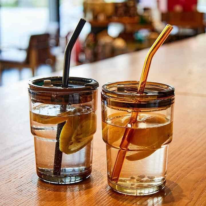 HOMEGURU GLASS TUMBLER CUP WITH LID (400ML)