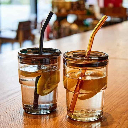 HOMEGURU GLASS TUMBLER CUP WITH LID (400ML)