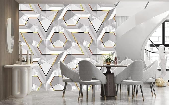 New PVC Self-Adhesive Wallpaper DIY Wall Stickers(DARK GOLD GEOMETRIC WALLPAPER) 45*500 cm 5 metter