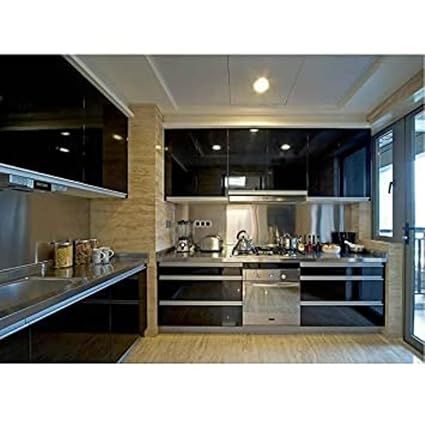 Black Plain Marble Stickers Wallpaper (200cm x 60cm)