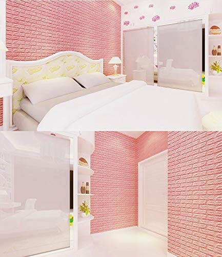 3D Pink Brick Texture Wallpaper (70x77cm)