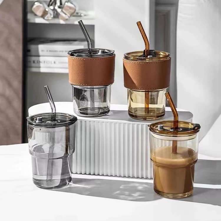 HOMEGURU GLASS TUMBLER CUP WITH LID (400ML)