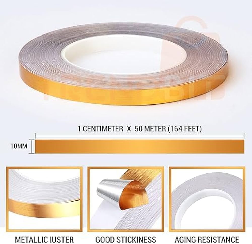 Homeguru Golden Decorative Tape , For Floor, Wall, Metal(1CM x 50METER)