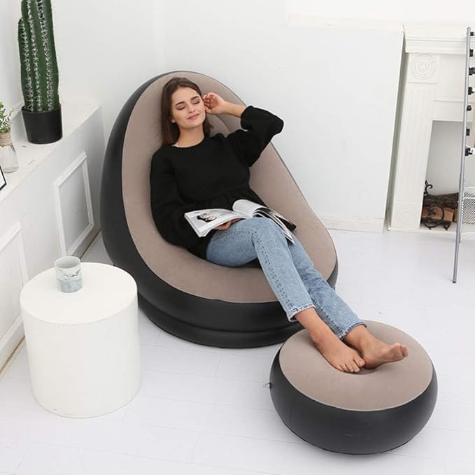 2-in-1 Lounge Chair Set Portable Recliner with Air Pump