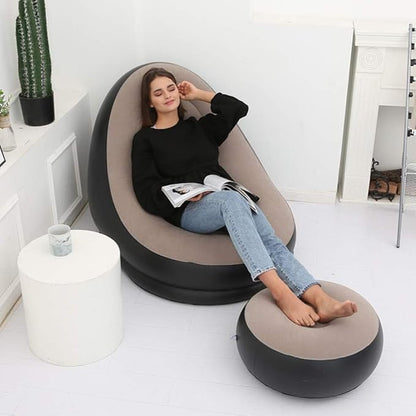 2-in-1 Lounge Chair Set Portable Recliner with Air Pump