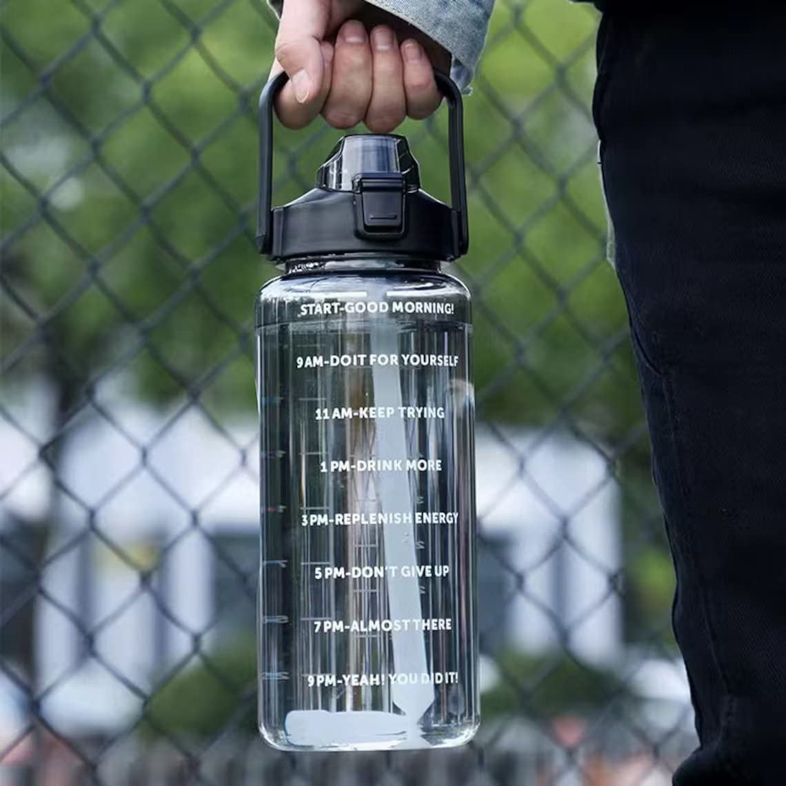 2 Lit Water Bottle with Straw MOTIVATION