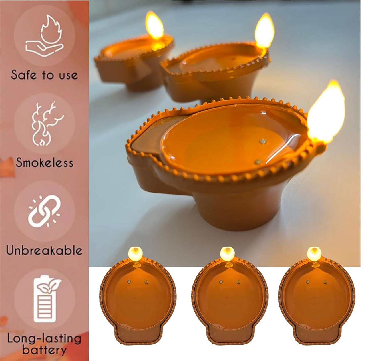 Homeguru LED Water Sensor Kodiya Diya (Pack Of 4)