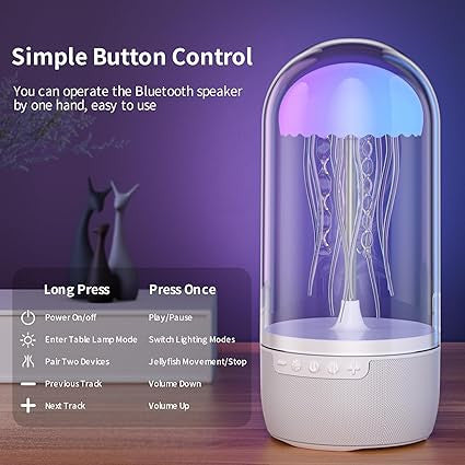 Jellyfish Speaker Lamp,8 Colors Changing Lamp Bluetooth & Speaker