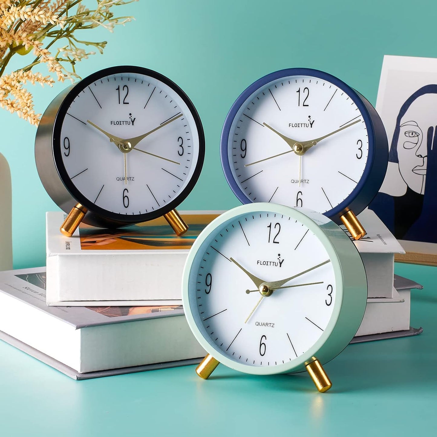 SILENT ANALOG DESK CLOCK MATT BLUE