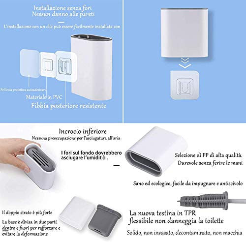 Silicone Toilet Brush with Holder Set - Brush for Deep Cleaning