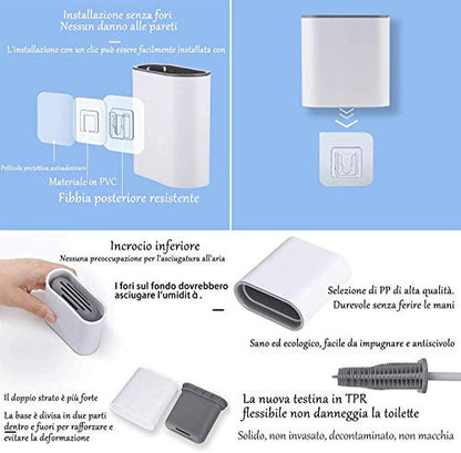 Silicone Toilet Brush with Holder Set - Brush for Deep Cleaning