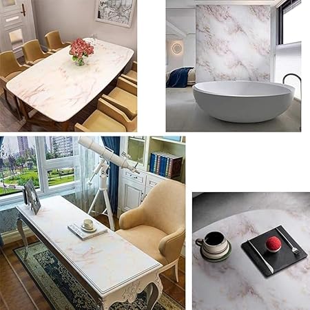 orange Marble Stickers Wallpaper for Furniture Kitchen, Cabinets, Almirah, Tabletop, Plastic Table, Wooden Table, Wardrobe, Renovation Self Adhesive Sticker(200cm x 60cm)