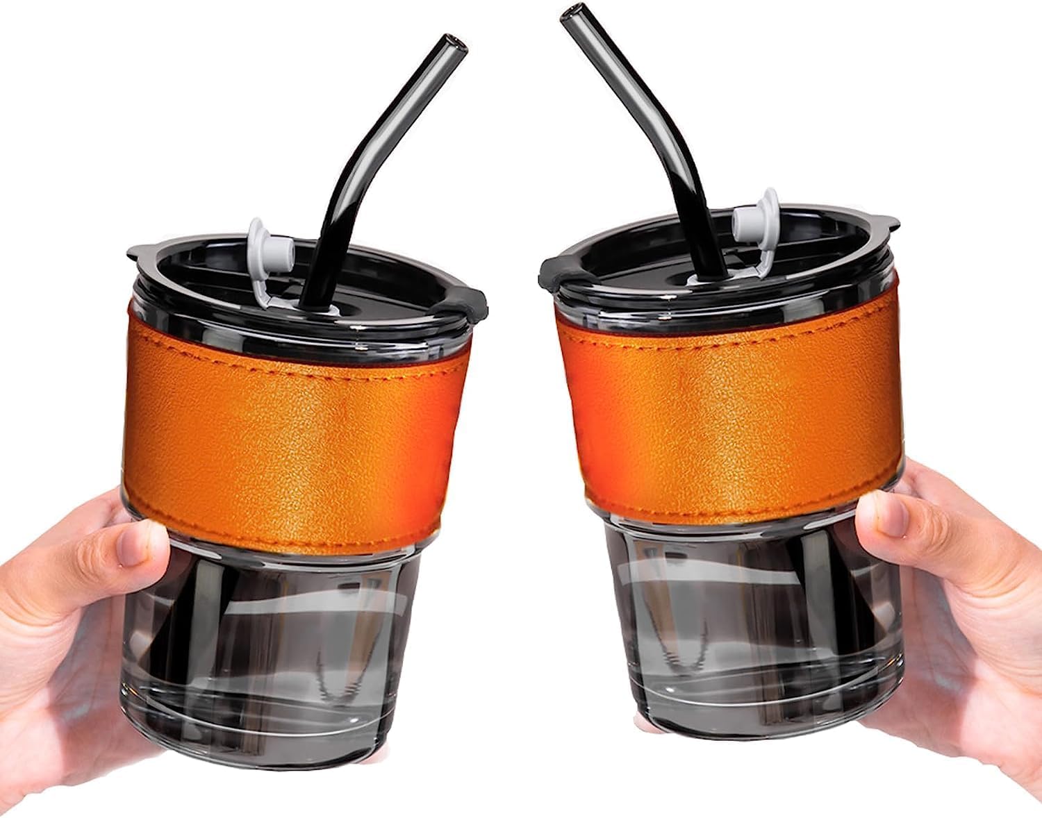 HOMEGURU GLASS TUMBLER CUP WITH LID (400ML)