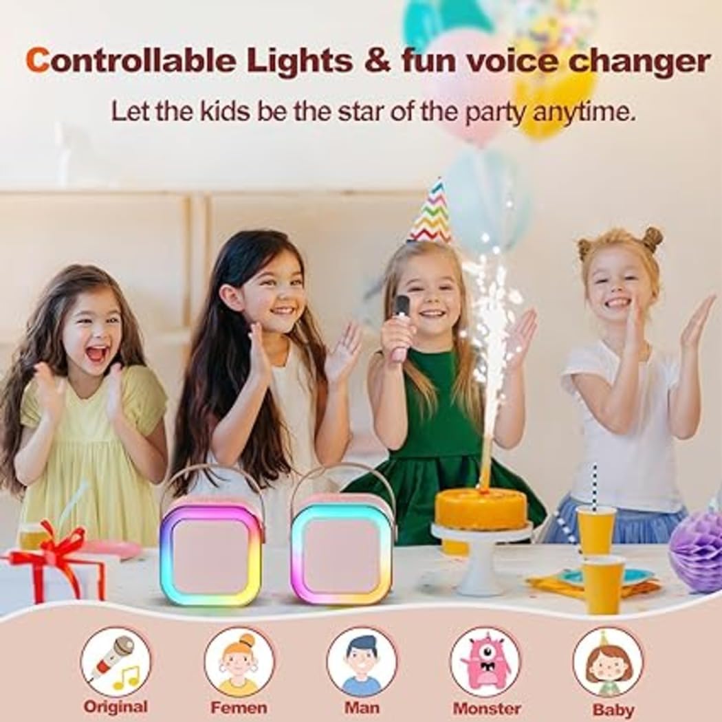 2024 New Karaoke Machine for Kids with Wireless Mics 4-12 Years Old Girls Birthday Karaoke Toys Gifts for Girls Boys Ages 4, 5, 6, 7, 8, 9, 10, 12 +Year Old Birthday Family Home Party