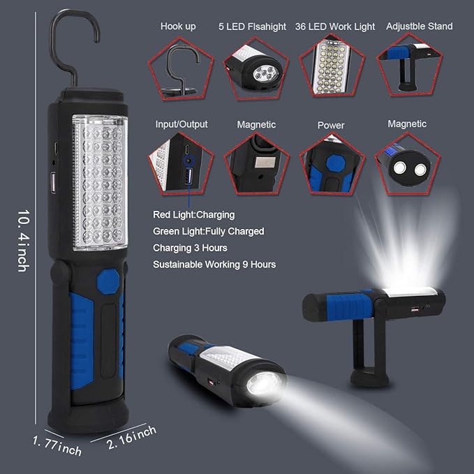 Solar chargeable 5 mode light magnetic torch light