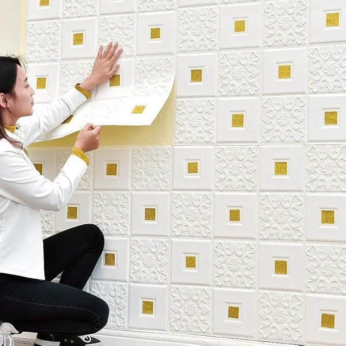 3D Flower Foamsheet Brick Texture Wallpaper (70x77cm)