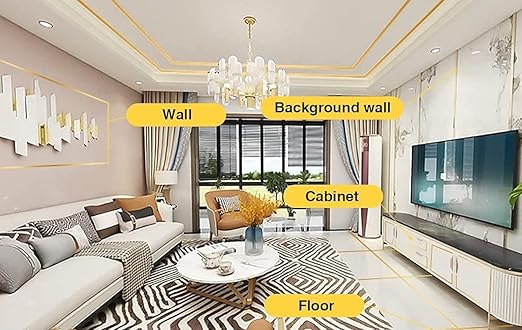 Homeguru Golden Decorative Tape , For Floor, Wall, Metal(1CM x 50METER)