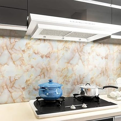 Orange Marble Stickers Wallpaper for Furniture Kitchen (200cm x 60cm)