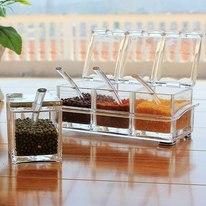 Crystal Spice Rack  | Acrylic Crystal Spice Rack | 4 Grid Crystal Spice Rack