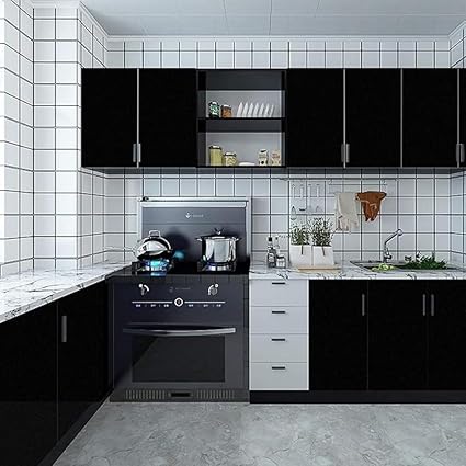 Black Plain Marble Stickers Wallpaper (200cm x 60cm)
