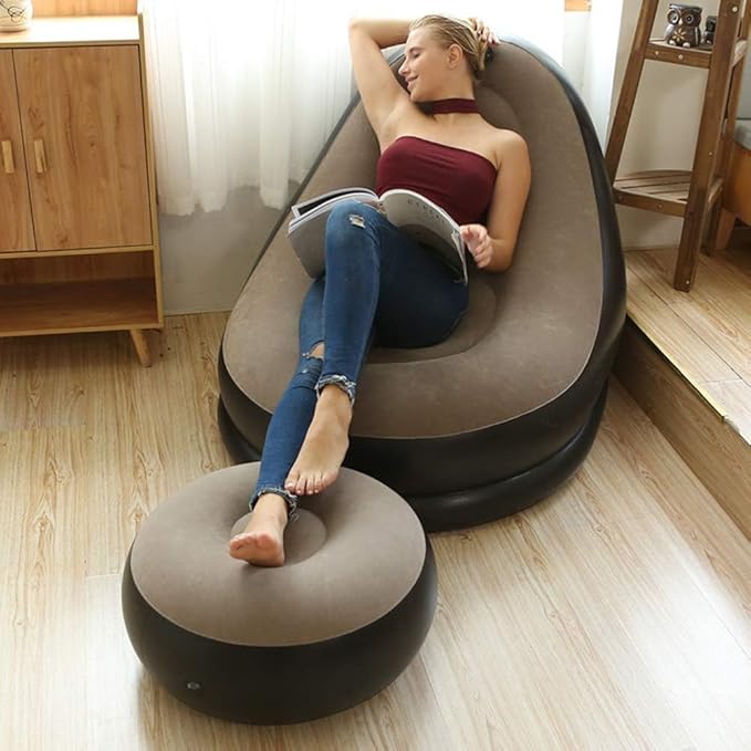 2-in-1 Lounge Chair Set Portable Recliner with Air Pump