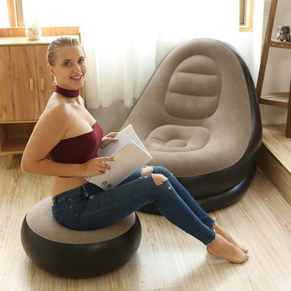 2-in-1 Lounge Chair Set Portable Recliner with Air Pump