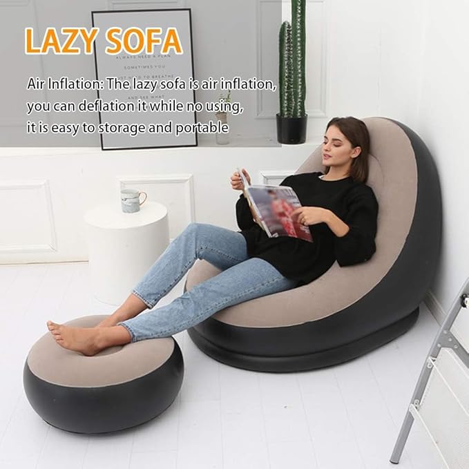 2-in-1 Lounge Chair Set Portable Recliner with Air Pump
