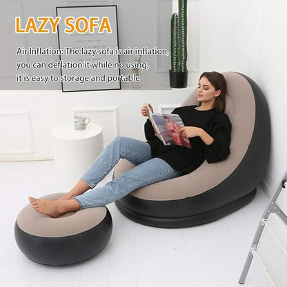 2-in-1 Lounge Chair Set Portable Recliner with Air Pump
