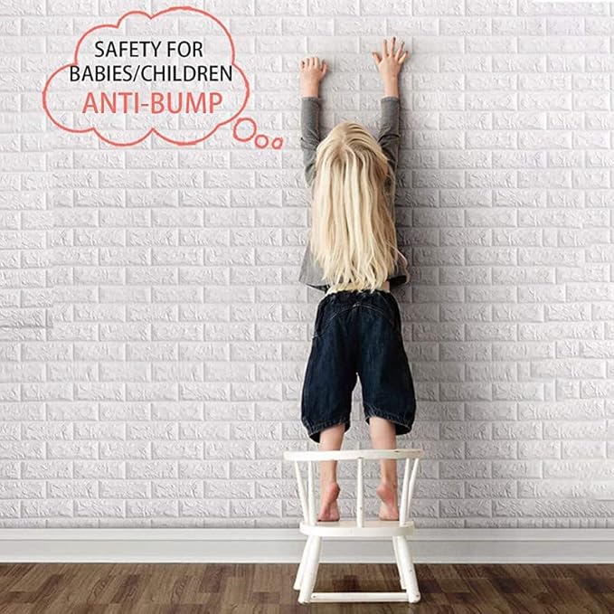 3D White Brick Texture Wallpaper (70x77 Cm)