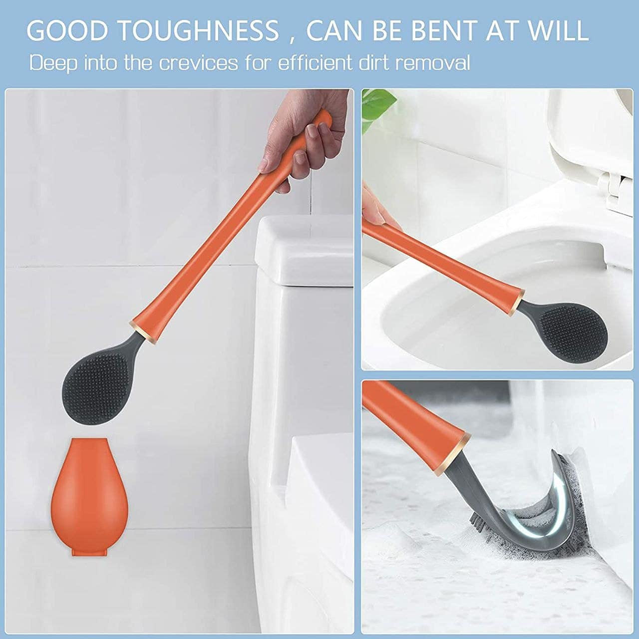 New Silicone Toilet Brush Cleaner Brush Bathroom Automatic