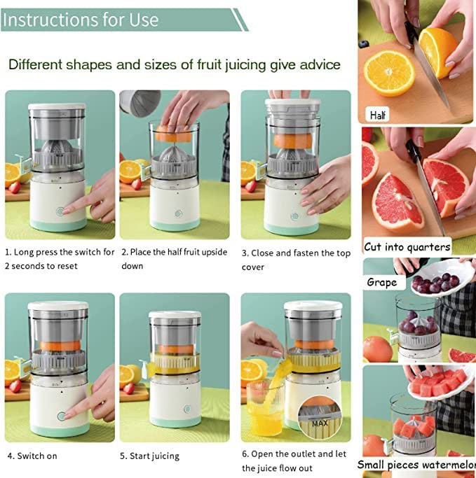 Wireless Electric Citrus Juicer Squeeze Juicer Electric Fruit Juicer