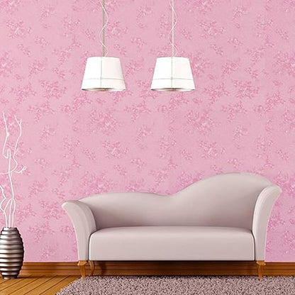 Marble Self Adhesive Design WallPaper(45X500 CM) (Pink Flower)