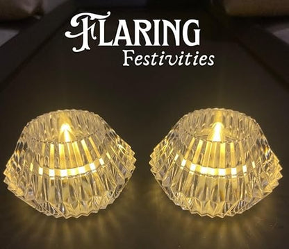 Crystal Diamond Diya Candle Light for Diwali, Home Décor, Festival Decoration