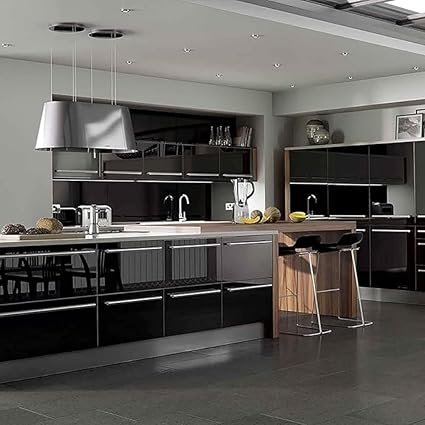 Black Plain Marble Stickers Wallpaper (200cm x 60cm)